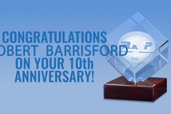 Congratulations to Bob Barrisford on His 15th Work Anniversary at RASP (2022)